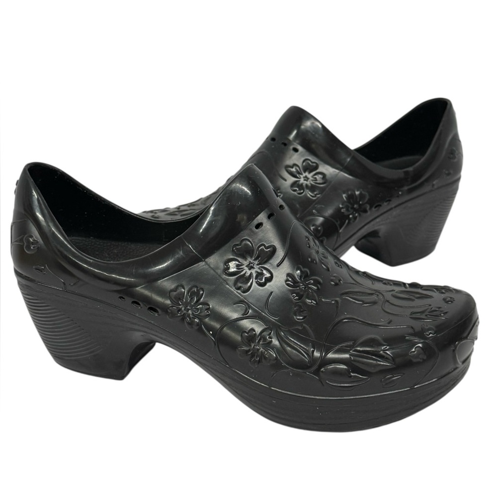 Dansko Pixie Molded EVA Black Floral Slip Resistant Professional Clogs 37 US 6/7